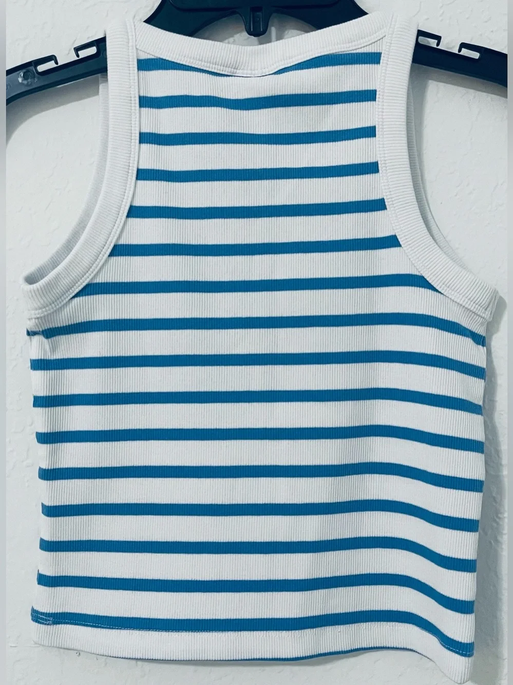 Zara Kids Blue and White Striped Ribbed Tank